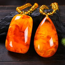 Baltic chicken oil yellow cloud old beeswax rectangular safe brand water drop pendant long necklace sweater chain