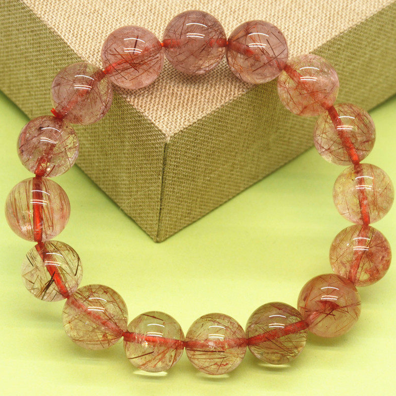 Brazilian natural straight hair red hair crystal red rabbit hair crystal red crystal copper hair crystal hand wrought Vilas crystal bracelet