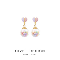 Original peach bubble 2021 new macaron color stud earrings girl can love short earrings without ear hole ear clip