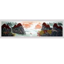 Chen Shi Shanshui Chinese painting (Jiangshan show) eight feet long 240cm wide 62cm rice paper painting heart unmounted