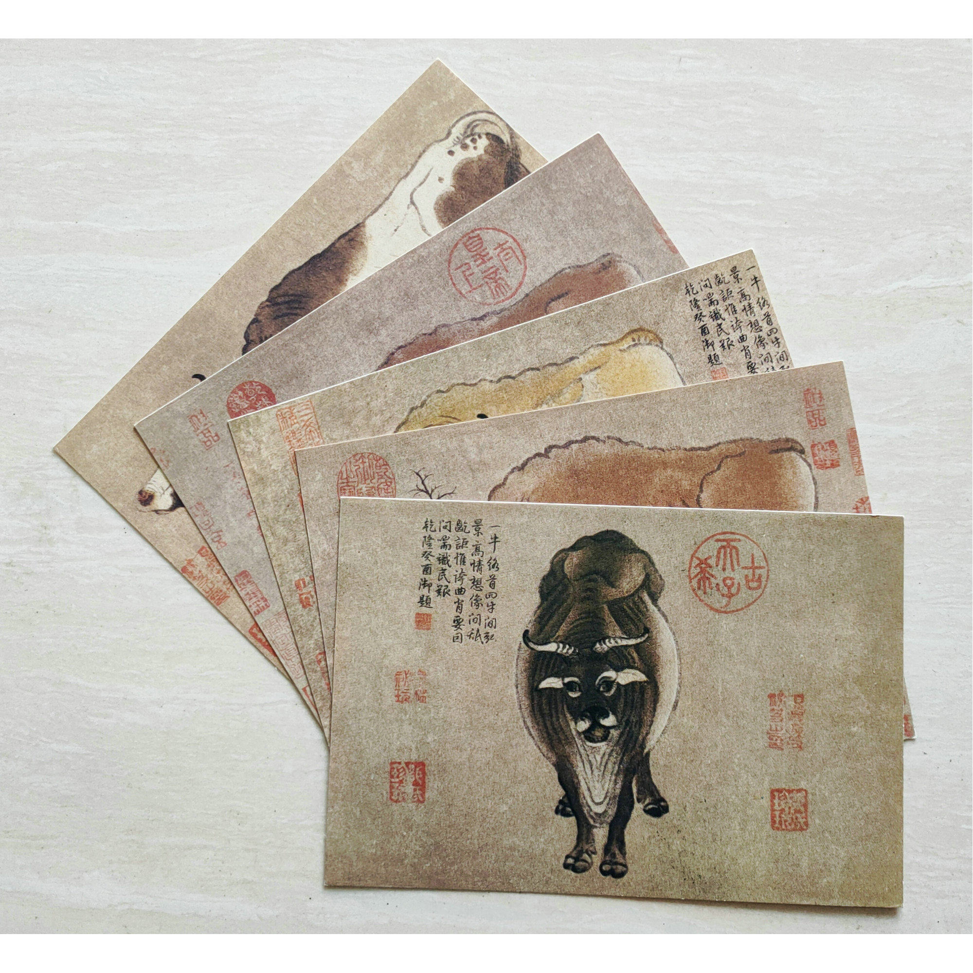 New Year's Eve HP1985 (Five Bulls) Postal Zodiac Postage Postcards In full stock