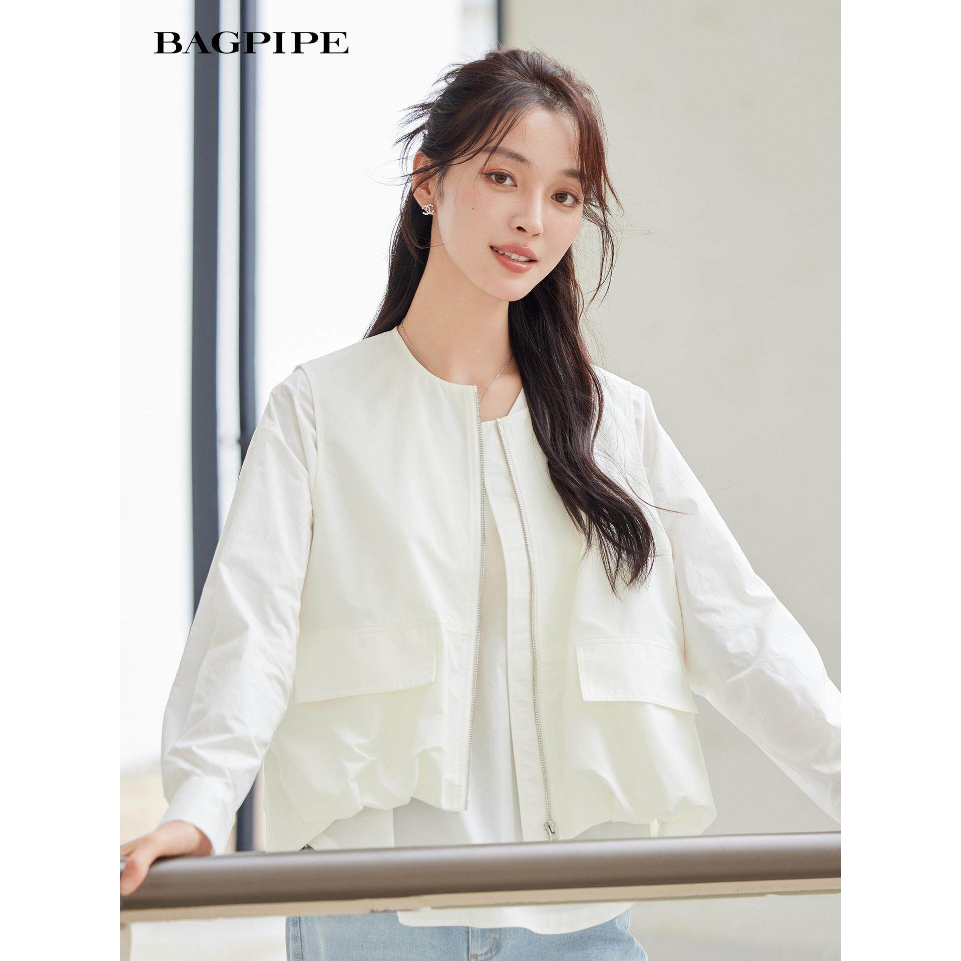 Bagpipe 2025 スプリング ルーズ クルーネック ワークウェア カーディガン ベスト トップ レディース 1F15826 定価 799