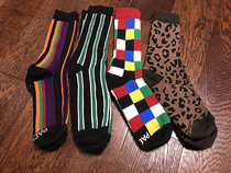 Exit European and American style Street Chains in English Alphabet Vertical Stripes Pure Color Men High Buns Towels Bottom Socks