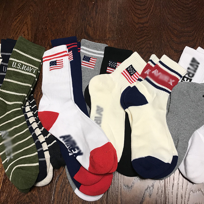 Japanese single foreign trade export Japanese flag big word logo medium tube high state towel bottom men's socks tooling military style