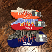 Japan Single Foreign Trade Export Japan Cotton Good Towel Bottom Boat Socks Flame Tide Collision Color Mens Boat Socks