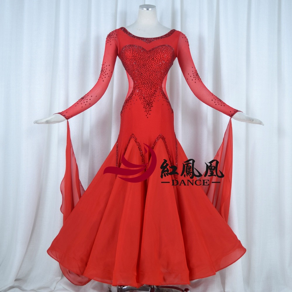 Red Phoenix High-end Morden Dance Professional Competition Dress Out of Custom National Pets Waltz Performance Conserve BR894-Taobao