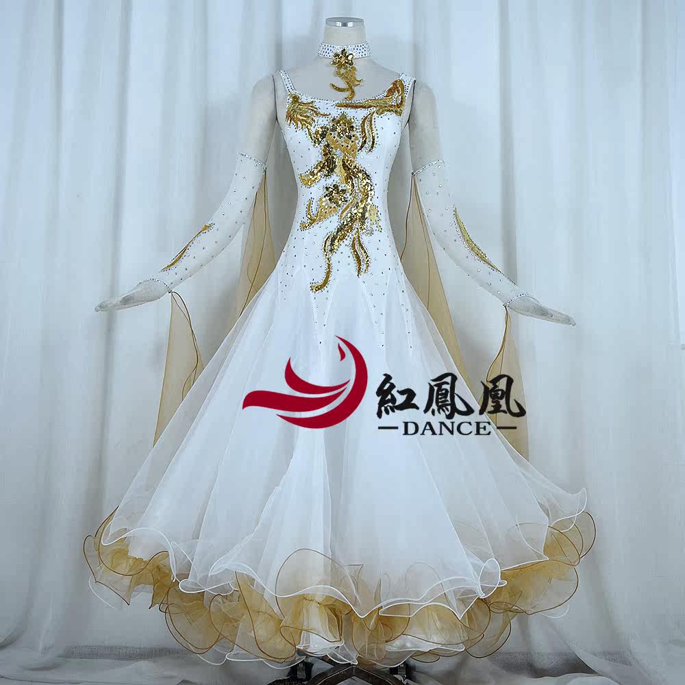 Red Phoenix Custom New Morden Dance Dress Competition Dress Stage Performance Dress National Standard Social Dance Large Pendulum Skirt BR832