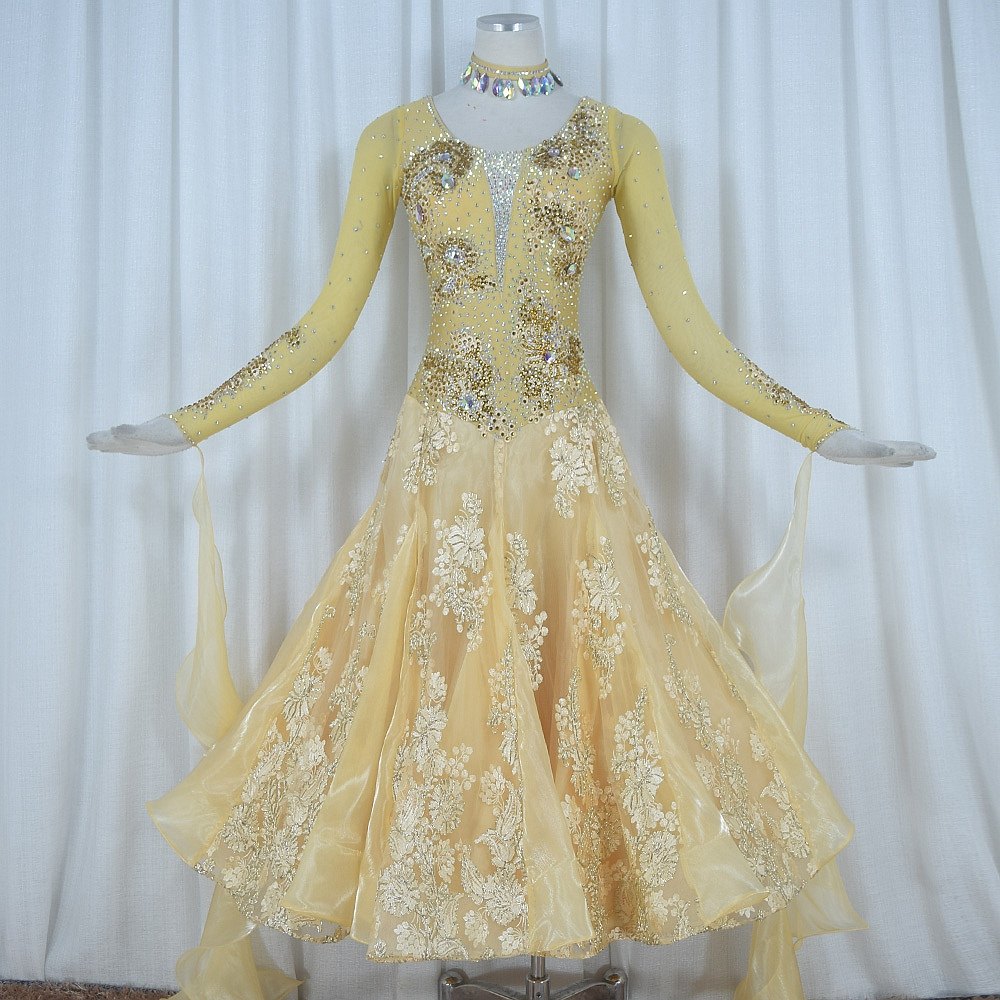 Red Phoenix High-end Luxurious Luxurious Flowers Morden Dance Competition Dresses Custom Waltz Tango Great Swing Dress 1011