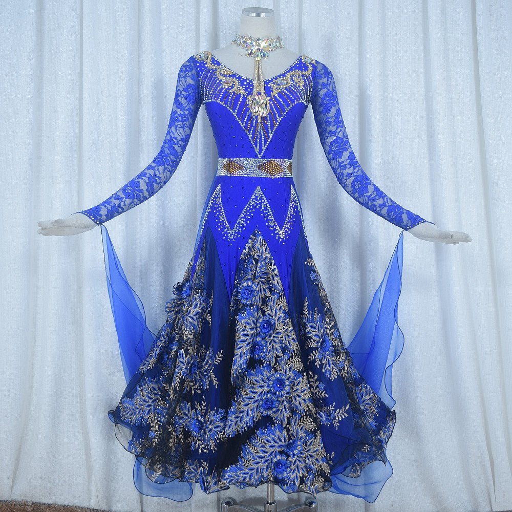 Red Phoenix New Flower Moden Dance Competition Skirt Dance Suit Custom Waltz Tango for a big swing 1012