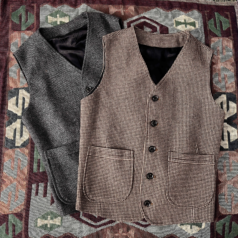 Houndstooth Vest for Men, Autumn and Winter, American Retro Tweed Wool Vest, Vintage Large Size Casual Vest Houndstooth Vest for Men, Autumn and Winter, American Retro Tweed Wool Vest, Vintage Large Size Casual Vest
