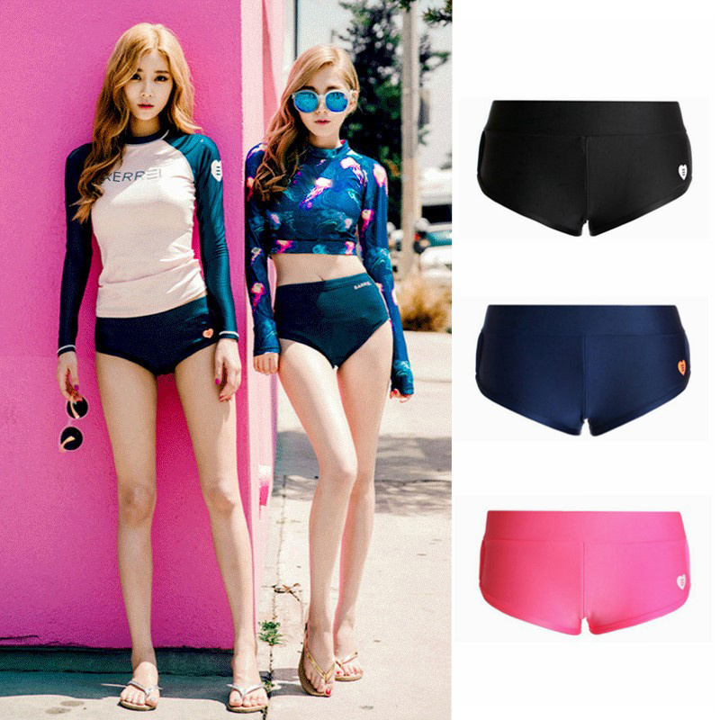 Korean Two-Piece Diving Suit Women's Triangle Swim Trunks Summer Tight Beach Bikini Sexy Swim Trunks Anti-Exposure Shorts