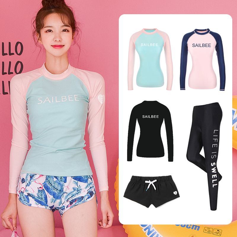 Long sleeve swimsuit diving suit women split quick dry jellyfish clothing sunscreen snorkeling surf suit slim hot spring rafting swimsuit