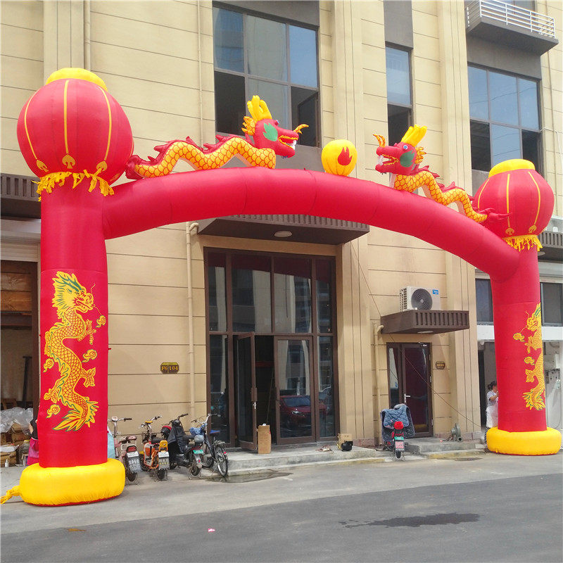 New Products Opening Ceremony Festivities Lantern Columns Inflatable Arches Bend beam Double Dragon Keystone Arches Air Die Iridescent Door Ventilator