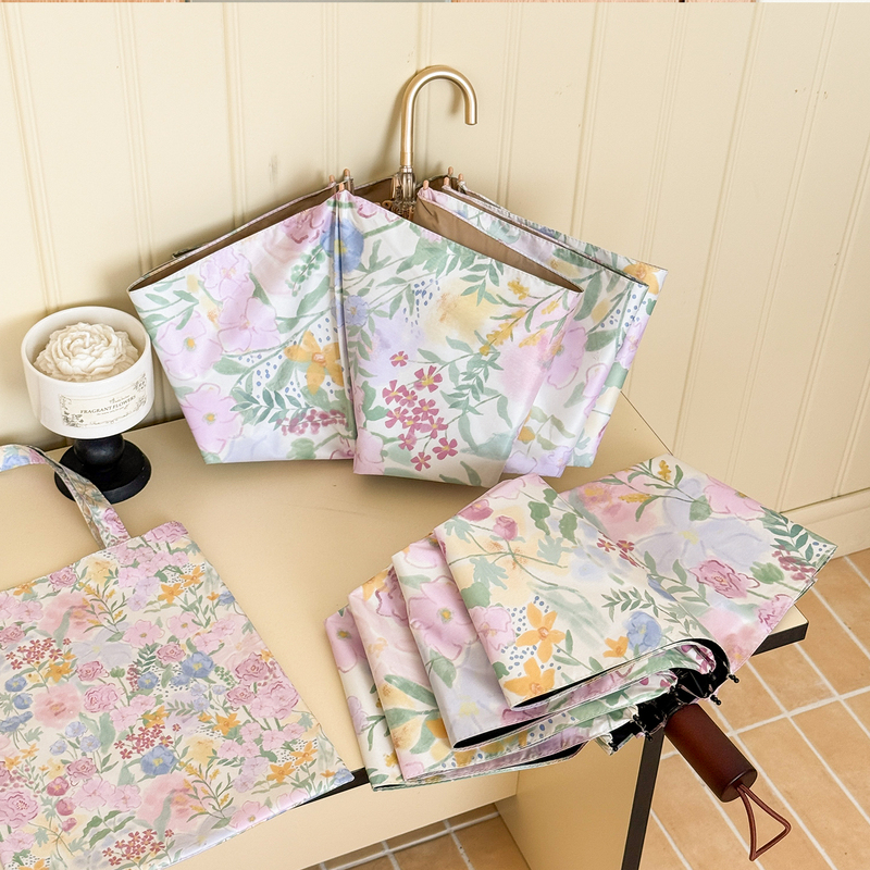 Monet Garden Dual-Use Umbrella with Colorful Coating, Automatic, Compact, Portable, Colorful Coating, Sun Protection, Uv Protection, Sunshade Umbrella