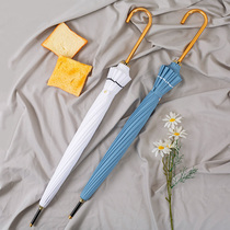 Japanese long-handled umbrella Female forest windproof reinforced and thickened retro ins simple straight-handled umbrella Umbrella long-handled