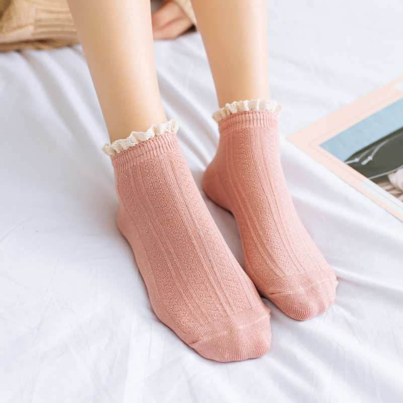 Summer thin women's socks Japanese lace socks Pure cotton socks Spring and autumn low cute Korean socks