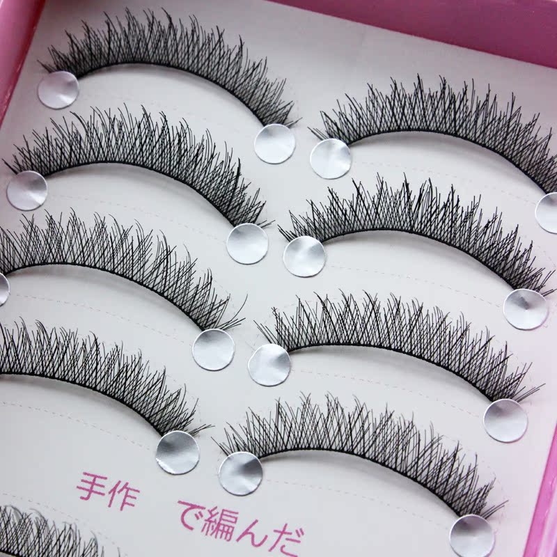 Nhật Bản handmade bông màu hồng cuống lông mi giả siêu ngắn đoạn chéo tự nhiên trang điểm nude thực tế trang điểm hàng ngày trang điểm - Lông mi giả long mi gia