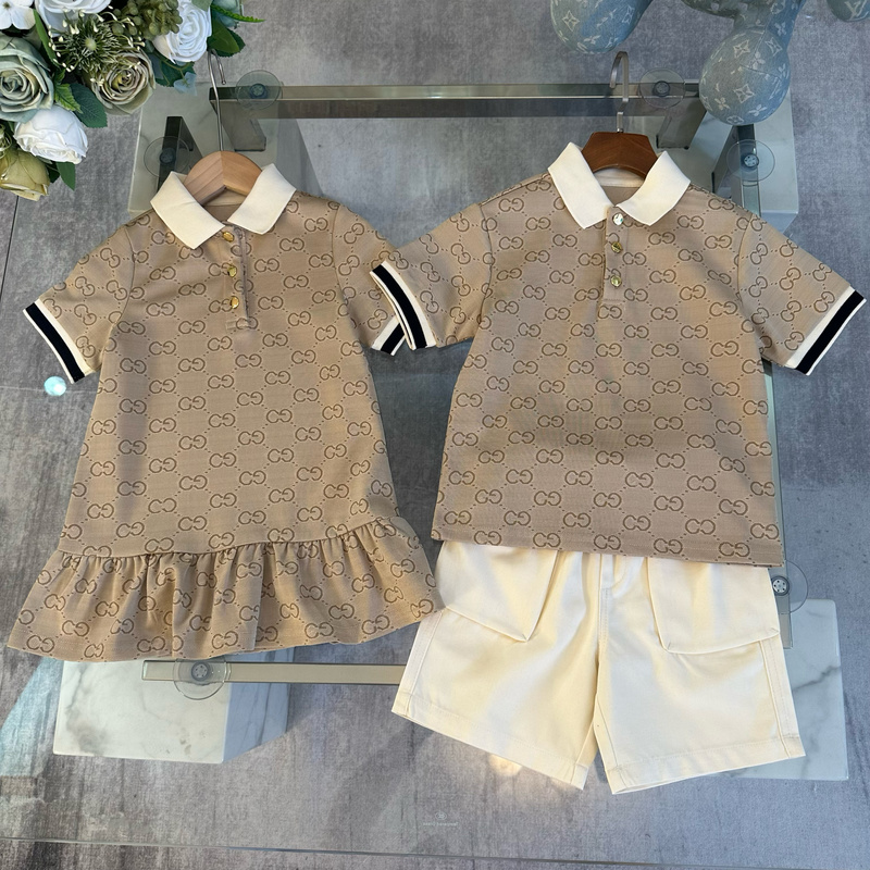 Children's Clothing 2025 Summer New Style Boys and Girls Polo Dress Casual Short-Sleeved Solid Color Shorts Two-Piece Set Stylish and Versatile Children's Clothing 2025 Summer New Style Boys and Girls Polo Dress Casual Short-Sleeved Solid Color Shorts Two-Piece Set Stylish and Versatile