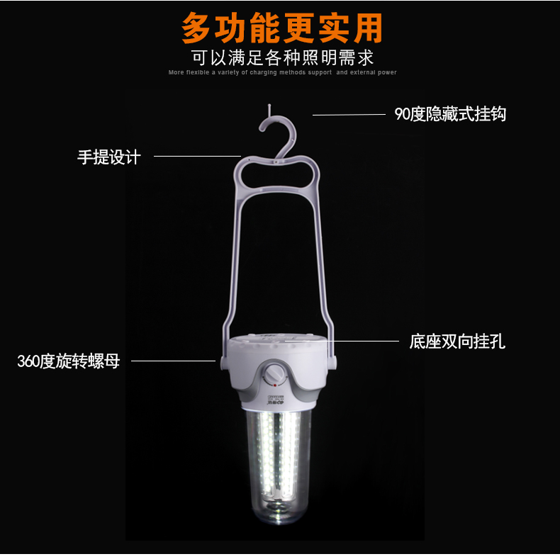 Kang Ming siêu sáng dẫn cắm trại lều đèn lồng chợ đêm quầy hàng nhà khẩn cấp chiếu sáng ngoài trời có thể được sạc năng lượng mặt trời đèn pin đội đầu điện quang