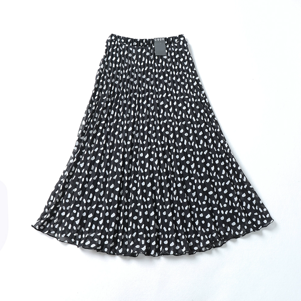 J 19011702 Cửa hàng thể thao Chấm bi Retro Thời trang Xếp ly Thun thắt lưng thun - Váy