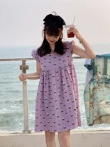 2022 Summer new Lazy Wind Double Cotton Cotton dress Soft and breathable Korean version printed