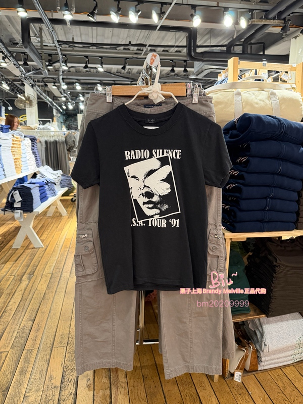 Brandy Melville Black Crew Neck Short Sleeve T-Shirt