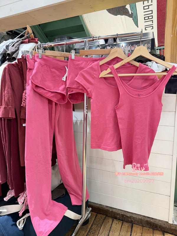Brandy Melville Pink Vest and Shorts Set
