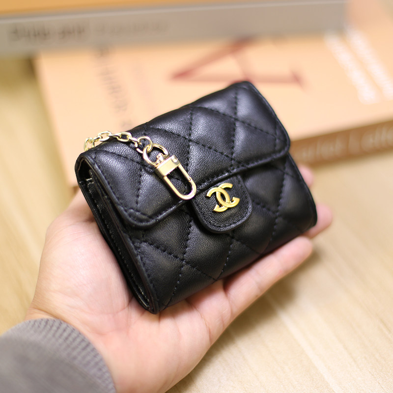 2022 New Rhombus Sheep Leather Wallet Lady Short ZERO WALLET COIN BAG CASA BAG FASHION KEY BAG TIDE