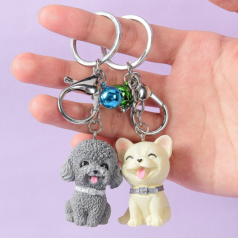 Creative Mini Internet Celebrity ins Cartoon Cute Dog Figurines: Husky, Teddy, Car Keychain, Backpack Decoration Pendant