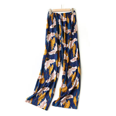 Cool summer thin floor-length pants, cotton silk wide-leg pants, cotton silk pants, large-sized casual pants, loose and slimming