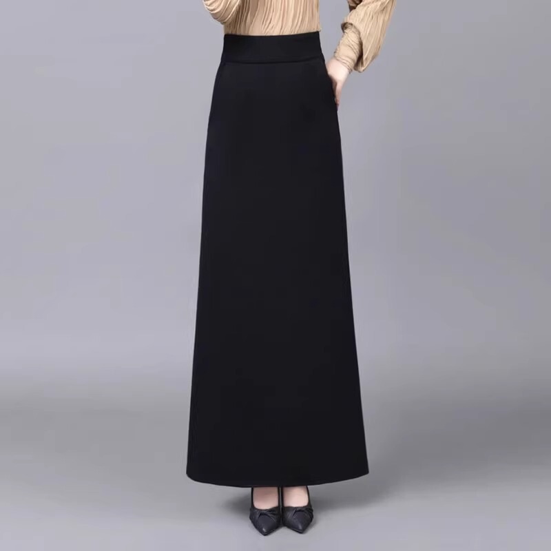 Spring and Autumn Long Skirt for Women 2026 New Style Extra-Long Ankle-Length Slimming Black Drape Suit A-Line Skirt