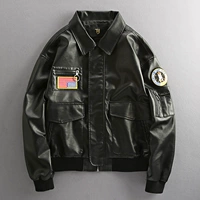 Áo khoác da phi công Pilot G1 của nam giới Vintage Velcro Badge Trend Loose Motorcycle Suit Leather Jacket áo khoác vest nam
