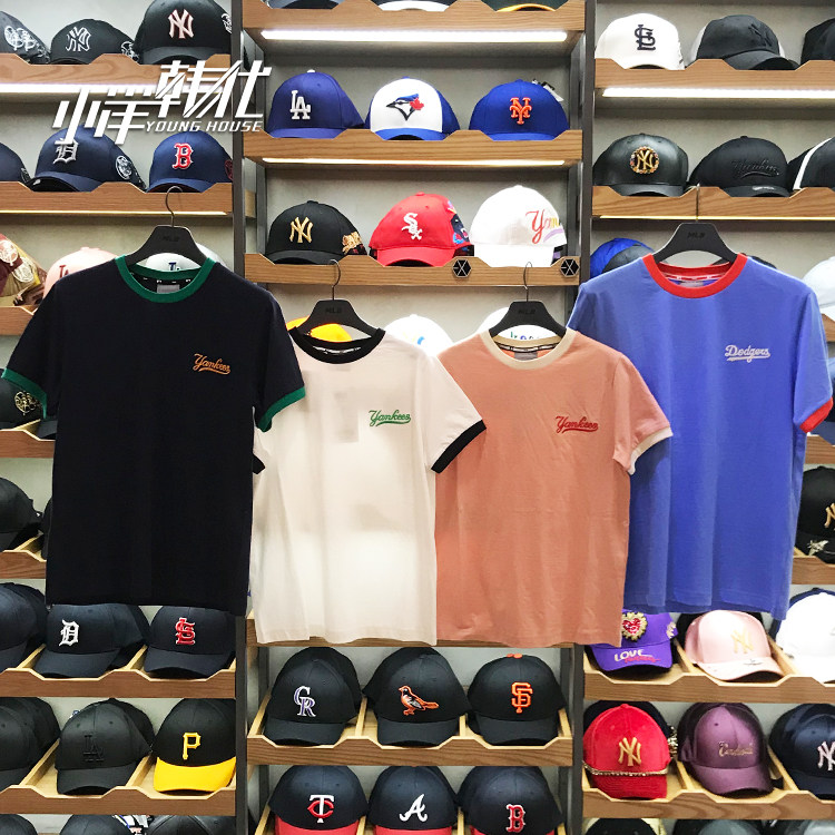 South Korea MLB genuine purchasing Yankees hit color round neck shirt