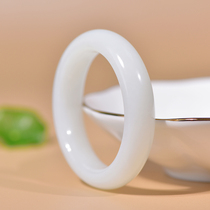 (Cat home) natural Hetian Jade white jade bracelet Xinjiang wide version round strip womens mutton white jade bracelet