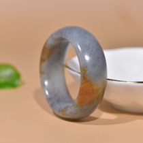 (Cat Home preferred) natural Hetian Jade seed material blue and white bracelet wide version original leather jade bracelet jade bracelet