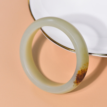 (Cat Home) Natural Xinjiang Hetian Jade seed bracelet womens mutton White Jade wide version white jade bracelet