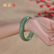 (Cat Home preferred) Hetian jade cat eye bracelet Russian Jasper bracelet female fine strip natural spinach green jade bracelet