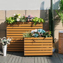 Outdoor flower box flower basket PVC plastic wood garden courtyard municipal road green flower trough terrace household log flower box
