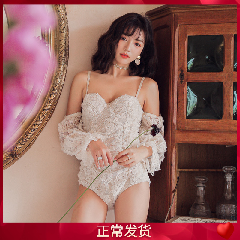 Thai Vacation Retro Bathing Suit Poly Red Fairy Seduces Sexy Steel Nursery Tips Lace Long Sleeve Triangle Fit Swimsuit