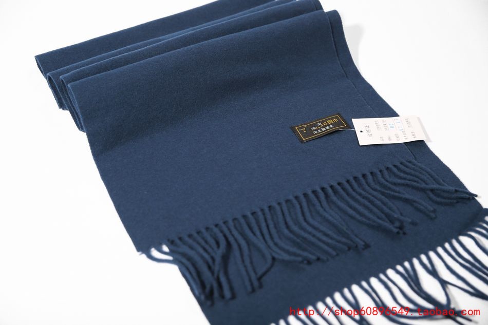 Thời trang kinh doanh khăn quàng cổ màu xanh len nguyên chất mỏng mùa thu và mùa đông khăn cashmere khẩu trang ống đi phượt
