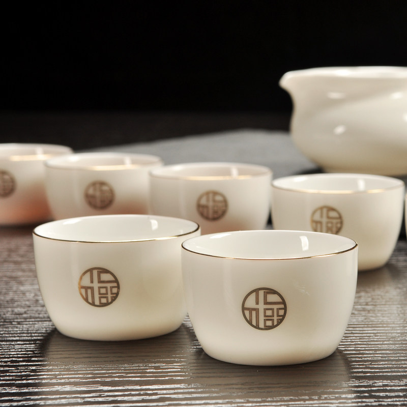 Tangyue kiln tea cup household kung fu tea set mutton fat jade porcelain tea cup ceramic master cup Dehua white porcelain personal cup