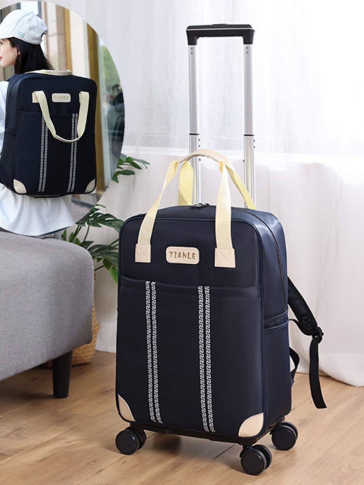 Detachable Lightweight Travel Bag, Travel Trolley Bag, Unisex School Bag, Casual Detachable Wheeled Backpack Bag