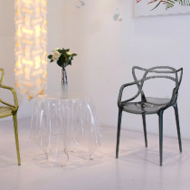 New fashion transparent dining chair with handrails Crystal Chair hotel clubhouse restaurant simple acrylic chair