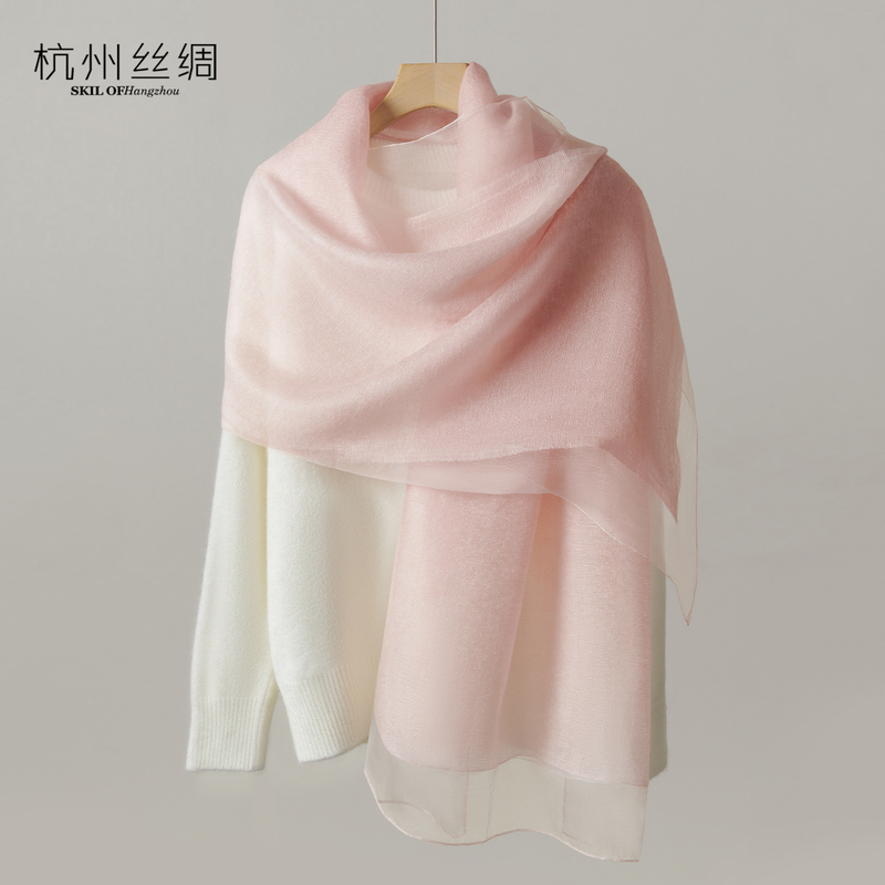 Hangzhou Silk Genuine Mulberry Silk Wool Blend 2026 New Style Outer Shawl Lightweight Double-Layer Silk Scarf for Women Autumn and Winter