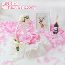 Wedding supplies Wedding hand flower basket flower child bridesmaid sprinkle flower basket rattan woven lace decoration basket to send simulated petals