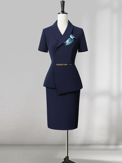 Short-Sleeved Professional Suit for Women Summer Thin Hotel Front Desk Reception Workwear Beauty Salon Sales Department Work Clothes