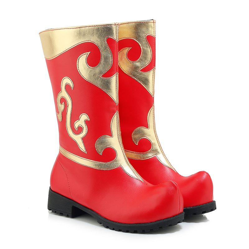 Hide Boots Children Performance Shoes Tibetan Dance Shoes Stage Boots Tibetan Ethnic Dance Shoes Performance Middle Child Leather Boots With Corner