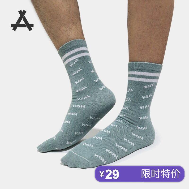 Thương hiệu Tide thương hiệu KON ống giữa nguyên chất vớ cotton nam và nữ thoáng khí vớ mồ hôi thể thao xu hướng thư giải trí sinh viên vớ ống cao - Vớ thể thao