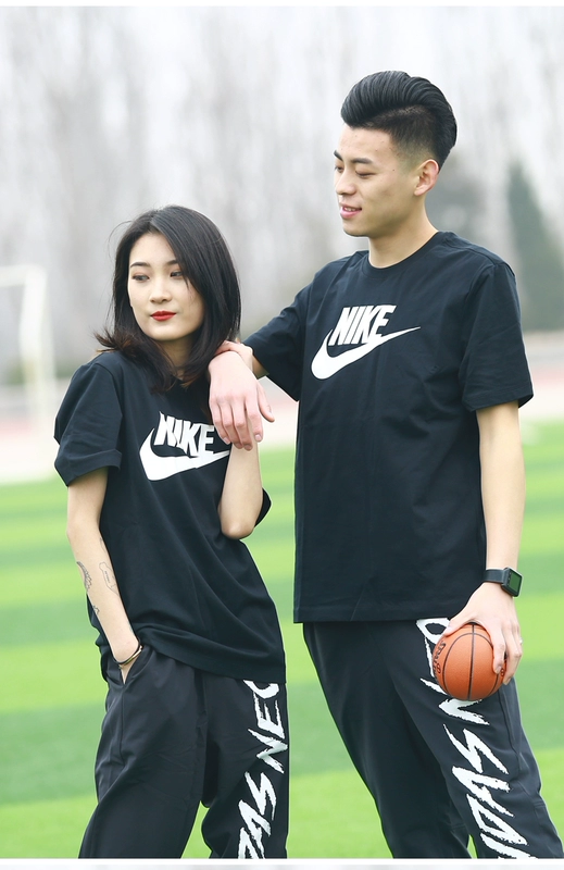 NIKE010 Nike AR5005 mùa hè nam và nữ cổ điển thể thao giản dị áo thun ngắn tay 696708 logo hoa văn - Áo phông thể thao