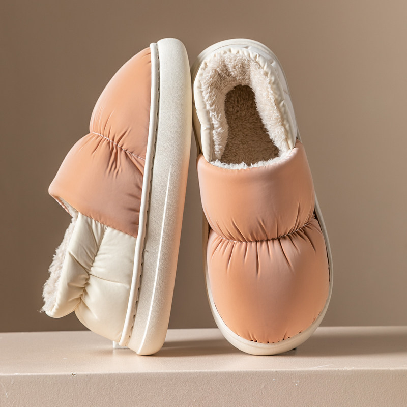 Tread Thickened Bottom Cotton Slippers Lady Autumn winter Home Soft bottom non-slip outside wearing warm cotton slippers male-Taobao